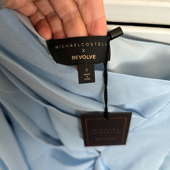 NWT Revolve Michael Costello Sunny One Shoulder Blue Mini Dress Size Small - Picture 6 of 6